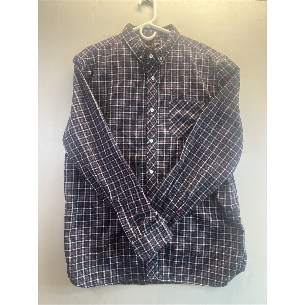 RQQBA Mens Flannel SZ XL Red Long Sleeve Plaid  Button Down Shirt Cowboy‎
